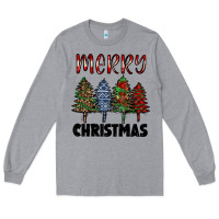 Heather Grey merry christmas trees Long Sleeve Tee - RanaPortraitStore