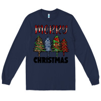 Navy merry christmas trees Long Sleeve Tee - RanaPortraitStore