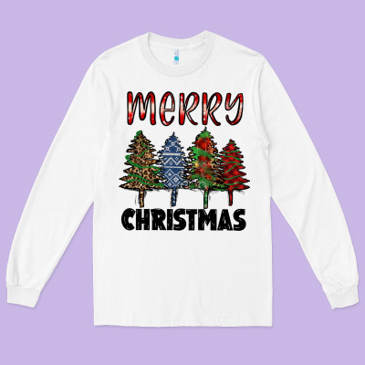 Merry Christmas Trees Long Sleeve Tee Designed By Ranaportraitstore