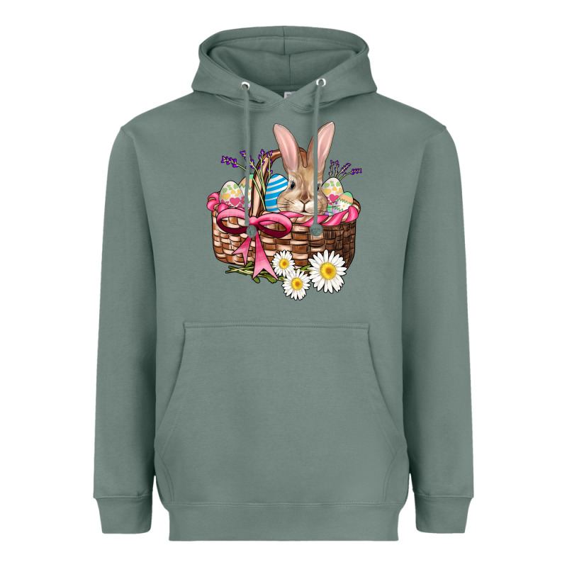 Easter Bunny And Basket Heavyweight Hoodie by AdoDesignShop | Teevron