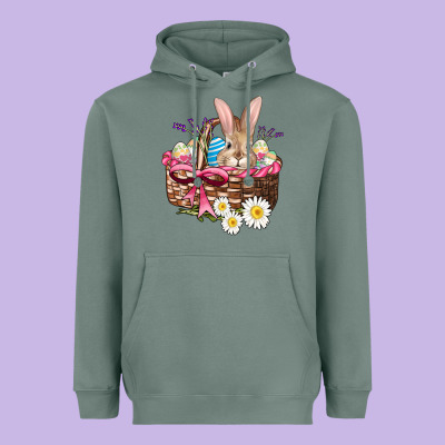 Easter Bunny And Basket Heavyweight Hoodie Designed By Adodesignshop