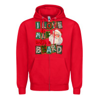 Red I Love A Man With A Beard Zipper Hoodie - FaDigitalArtStudio