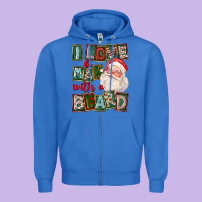 I Love A Man With A Beard Zipper Hoodie Designed By Fadigitalartstudio