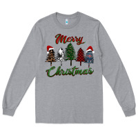 Heather Grey merry christmas trees Long Sleeve Tee - RanaPortraitStore