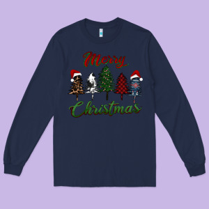 Merry Christmas Trees Long Sleeve Tee Designed By Ranaportraitstore