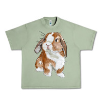Oil Green Cute Bunny Urban Heavy Tee - RanaPortraitStore