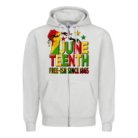 Dove Grey juneteenth fist free ish since 1865 Zipper Hoodie - HRA Design Shop