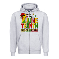 Heather Grey juneteenth fist free ish since 1865 Zipper Hoodie - HRA Design Shop