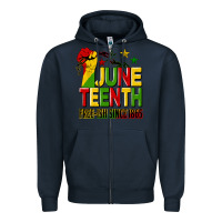Navy juneteenth fist free ish since 1865 Zipper Hoodie - HRA Design Shop