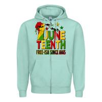 Seafoam juneteenth fist free ish since 1865 Zipper Hoodie - HRA Design Shop
