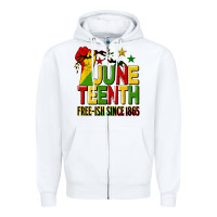 White juneteenth fist free ish since 1865 Zipper Hoodie - HRA Design Shop