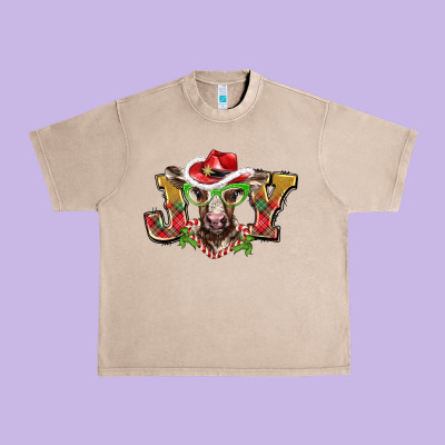 Christmas Joy Baby Cow Urban Heavy Tee Designed By Barkaloodesign