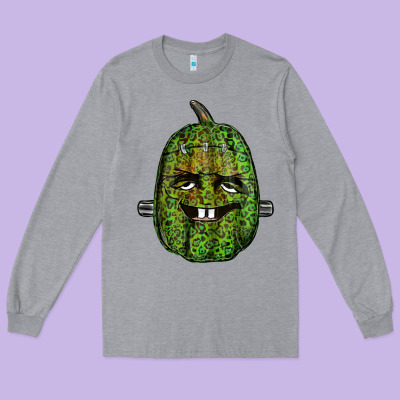 Leopard Pumpkin Frankestein Long Sleeve Tee Designed By Ranaportraitstore
