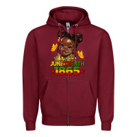 Burgundy juneteenth 1865 afro girl Zipper Hoodie - HRA Design Shop