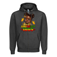 Charcoal Heather juneteenth 1865 afro girl Zipper Hoodie - HRA Design Shop