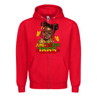Red juneteenth 1865 afro girl Zipper Hoodie - HRA Design Shop