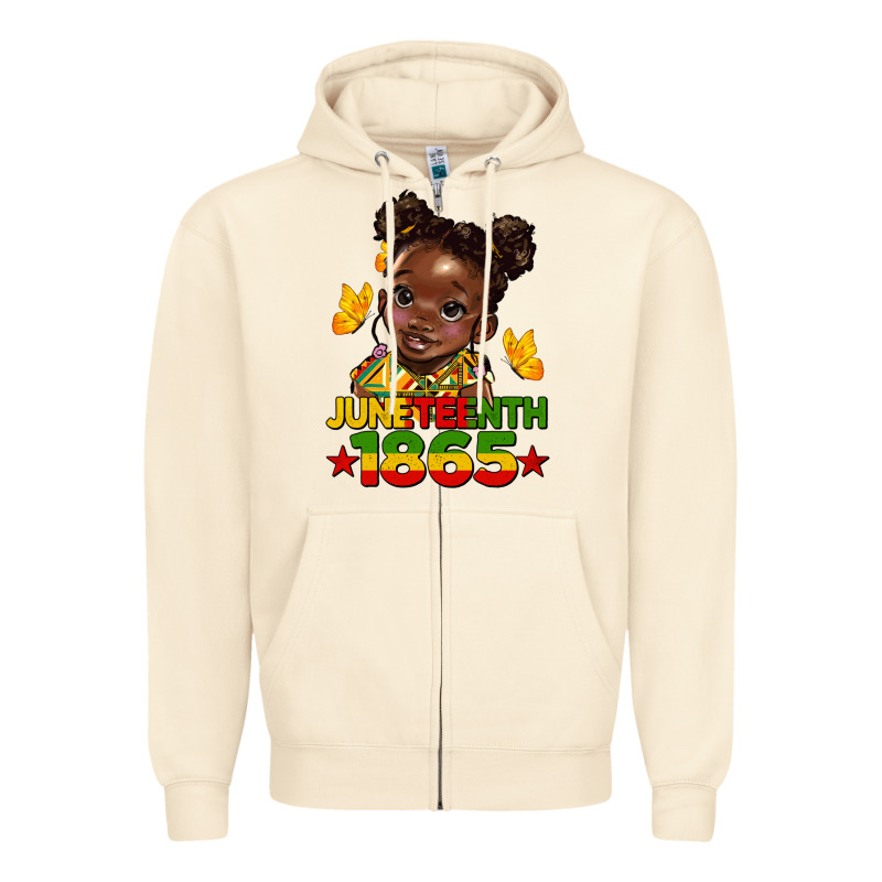Juneteenth 1865 Afro Girl Zipper Hoodie by HRA Design Shop | Teevron