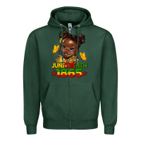 Sports Green juneteenth 1865 afro girl Zipper Hoodie - HRA Design Shop