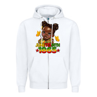 White juneteenth 1865 afro girl Zipper Hoodie - HRA Design Shop