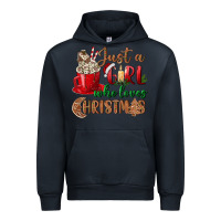 Navy just a girl who loves christmas Urban Hoodie - BundleAndBundleShop