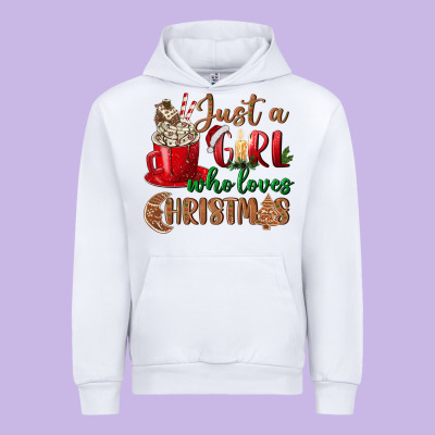 Just A Girl Who Loves Christmas Urban Hoodie Designed By Bundleandbundleshop