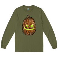 Army Green watercolor leopard pumpkin Long Sleeve Tee - RanaPortraitStore
