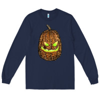 Navy watercolor leopard pumpkin Long Sleeve Tee - RanaPortraitStore