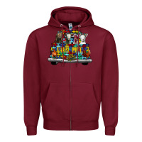 Burgundy farm life truck autism Zipper Hoodie - CowhideDigitalArt