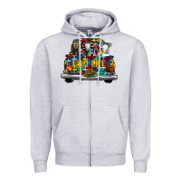 Heather Grey farm life truck autism Zipper Hoodie - CowhideDigitalArt