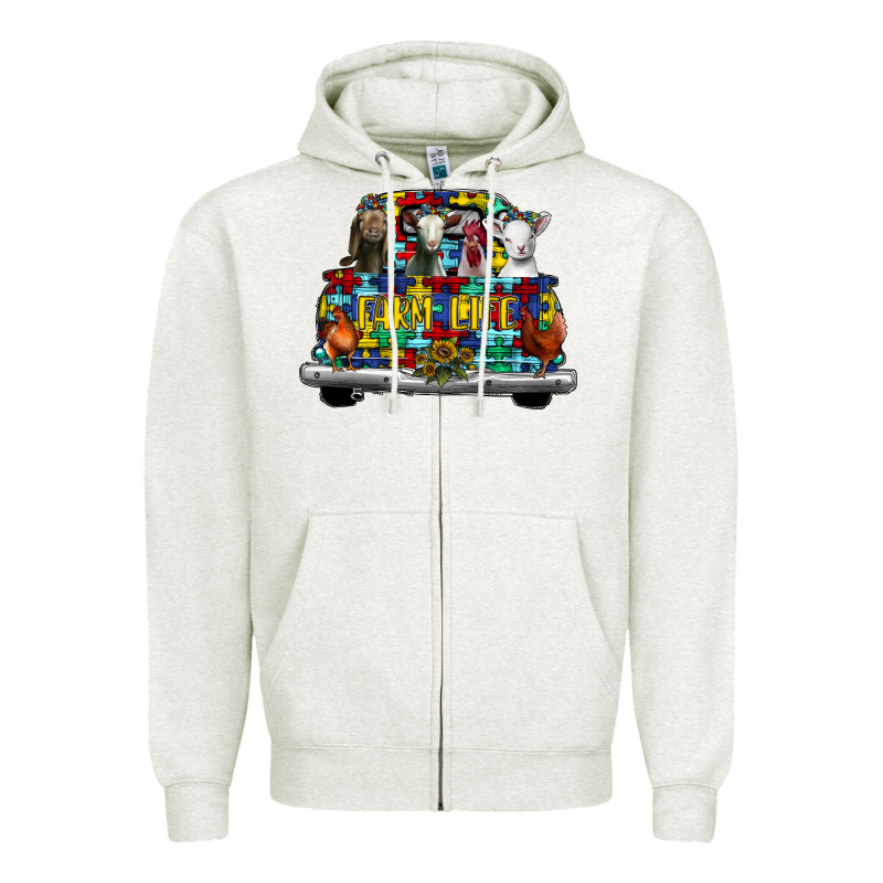 Farm Life Truck Autism Zipper Hoodie by CowhideDigitalArt | Teevron