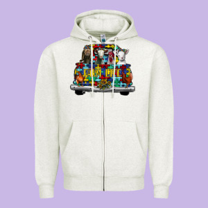 Farm Life Truck Autism Zipper Hoodie Designed By Cowhidedigitalart