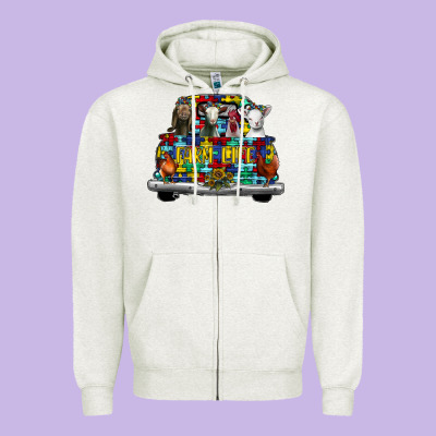 Farm Life Truck Autism Zipper Hoodie Designed By Cowhidedigitalart