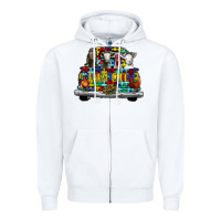 White farm life truck autism Zipper Hoodie - CowhideDigitalArt