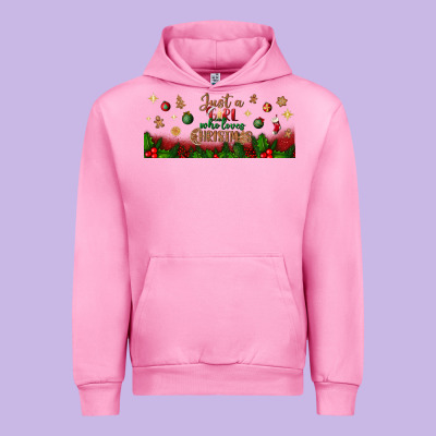 Just A Girl Who Loves Christmas Libbey Glass Urban Hoodie Designed By Bundleandbundleshop