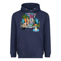 Navy easter truck with gnome and rabbit Heavyweight Hoodie - AdoDesignShop