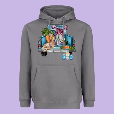 Easter Truck With Gnome And Rabbit Heavyweight Hoodie Designed By Adodesignshop