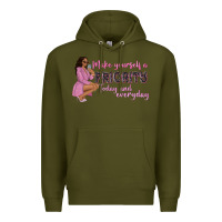 Army Green make yourself a priority today and everyday afro w Premium Hoodie - NancyCooperArtShop