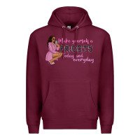 Burgundy make yourself a priority today and everyday afro w Premium Hoodie - NancyCooperArtShop