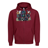 Burgundy It's Freezing Season Zipper Hoodie - FaDigitalArtStudio