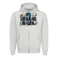 Dove Grey It's Freezing Season Zipper Hoodie - FaDigitalArtStudio