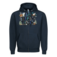 Navy It's Freezing Season Zipper Hoodie - FaDigitalArtStudio