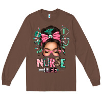 Chestnut afro messy bun nurse life Long Sleeve Tee - texasbilliewilder