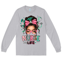 Moon Dust afro messy bun nurse life Long Sleeve Tee - texasbilliewilder