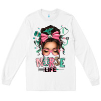 White afro messy bun nurse life Long Sleeve Tee - texasbilliewilder