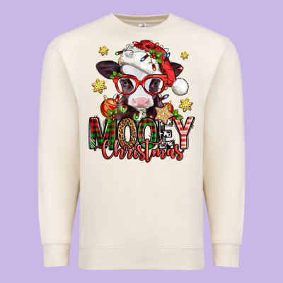 Mooey Christmas Baby Calf Premium Sweatshirt Designed By Jasminsmagicworld