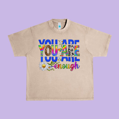 Urban Heavy Tee you are enough with daisies