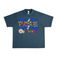 Midnight Navy you are enough with daisies Urban Heavy Tee - texasbilliewilder