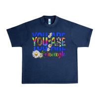 Navy you are enough with daisies Urban Heavy Tee - texasbilliewilder
