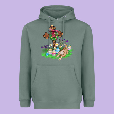 Religious Easter Bunny Cross Heavyweight Hoodie Designed By Adodesignshop