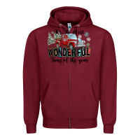 Burgundy It's The Most Wonderful Time Of The Year Zipper Hoodie - FaDigitalArtStudio